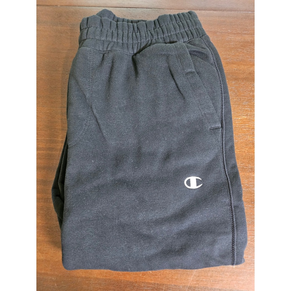Champion Joggers Mens Medium Black Drawstring Fleece C Logo Sweatpants
